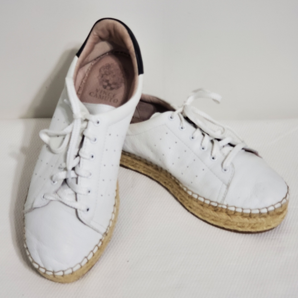 Vince Camuto Jinnie Espadrille Sneaker White Leather Size 9